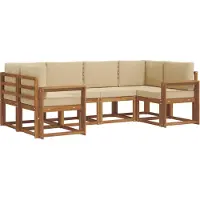 vidaXL Buiten bank set 6 st Natuurlijk en Beige