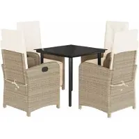 vidaXL 5-delige Tuinset met kussens poly rattan beige