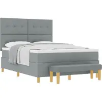 vidaXL Boxspring bed met hoofdeinde Lichtgrijs 190 x 140 cm Stof