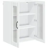 vidaXL Wandglas Kasten LUCCA Hoogglans Wit 60 x 31 x 80 cm