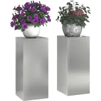 vidaXL Plantenstand 2 st zilver 24 x 24 x 55 cm Gegalvaniseerd staal