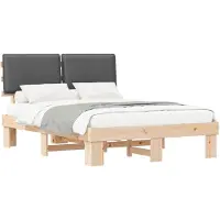 vidaXL Bedframe met Gevoerde Hoofdbord Donkergrijs 150 x 200 cm