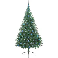 vidaXL Kunststof Voorverlichte Kerstboom met 300 LED Groen 210 cm PVC