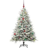 vidaXL Kunstmatige Voorverlichte Kerstboom met Ballenset Groen 150 cm