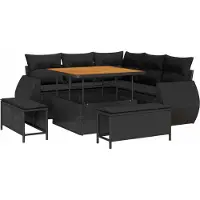 vidaXL Tuinbank Set 8 st 7-Aantal zitplaatsen Zwart poly rattan