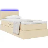 vidaXL LED opbergbed met matras Crème 90 x 190 cm Stof