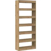 vidaXL Boekenkast 6-laags 80 x 30 x 198 cm Bewerkt hout Artisan Eiken