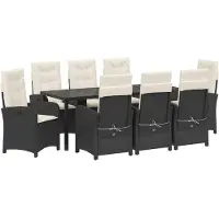 vidaXL Tuin Eettafel Set 9 st Zwart poly rattan