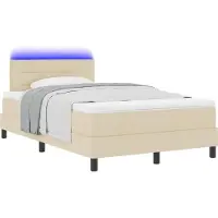vidaXL Boxspring bed met LED-stripverlichting Crème 120 x 190 cm Stof