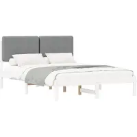 vidaXL Bedframe met Gevoerde Hoofdbord Lichtgrijs 160 x 200 cm