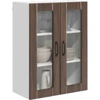 vidaXL Wandglas Kasten LUCCA Bruin eiken 60 x 31 x 80 cm Bewerkt hout