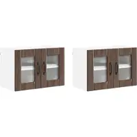 vidaXL Wandglas Kasten LUCCA 2 st Bruin eiken Bewerkt hout