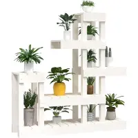 vidaXL Plantenstandaard 92x25x97 cm massief grenenhout wit