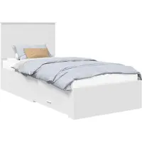 vidaXL Bedframe met lade met hoofdeinde Wit 90 x 190 cm Bewerkt hout