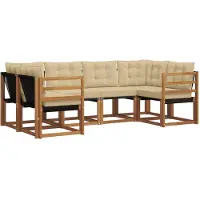 vidaXL Buiten bank set 6 st Natuurlijk en Beige