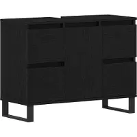 vidaXL Badkamerkast, zwart, eikenlook, 80 x 33 x 60 cm