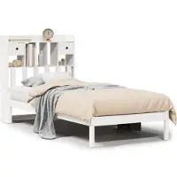 vidaXL Bed met boekenkast zonder matras grenenhout wit 90x200 cm