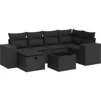 vidaXL 6-delige tuinmeubelset met kussens, zwart, polyrotan