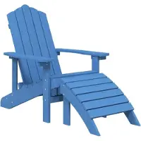 vidaXL Tuinstoel Adirondack met voetenbank en tafel HDPE aquablauw
