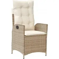 vidaXL Tuinstoel verstelbaar met kussens poly rattan beige