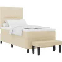 vidaXL Boxspring bed met hoofdeinde Crème 100 x 200 cm Stof
