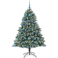 vidaXL Kunstkerstboom met 300 LED Groen 180 cm PVC en Plastic en Staal