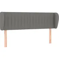 vidaXL Hoofdbord met randen 147x23x78/88 cm stof donkergrijs