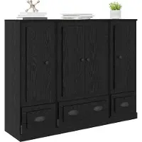 vidaXL Hoge kast, 3 stuks, zwart, eikenlook, 132 x 35,5 x 103,5 cm