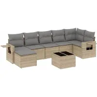 vidaXL 8-delige Loungeset met kussens poly rattan beige