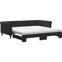 vidaXL Slaapbank onderschuifbed en matrassen 100x200 cm fluweel zwart