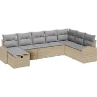 vidaXL Tuinbank Set met kussen beige en lichtgrijs Poly rattan