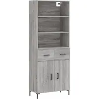 vidaXL Hoge kast 69,5x34x180 cm bewerkt hout grijs sonoma eikenkleurig