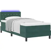 vidaXL LED Box Spring Bed met matras Donkergroen 100 x 200 cm Fluweel