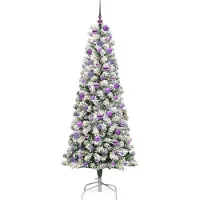 vidaXL Kunstmatige Hinged Kerstboom 300 LED's Groen en Wit 180 cm