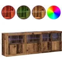 vidaXL LED Dressoir Oudhout 202 x 37 x 67 cm Bewerkt hout