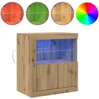 vidaXL LED Dressoir Bruin 60,5 x 37 x 67 cm Bewerkt hout