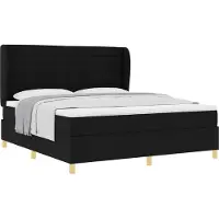 vidaXL Boxspring bed met hoofdeinde Zwart 200 x 180 cm Stof