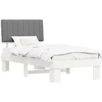 vidaXL Bedframe met Gevoerde Hoofdbord Lichtgrijs 90 x 190 cm