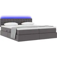 vidaXL Opbergbed met LED met matras Grijs 180 x 200 cm Kunstleer
