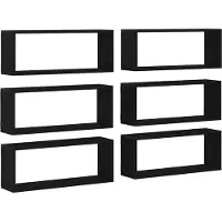 vidaXL Wandplanken Muurmontage 6 pcs Zwart Eiken 60 x 15 x 23 cm