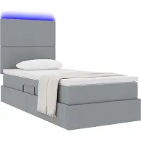 vidaXL LED opbergbed met matras Lichtgrijs 90 x 200 cm Stof