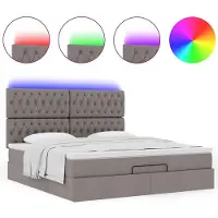 vidaXL Ottoman bed met matras en LED's 180x200cm stof taupe
