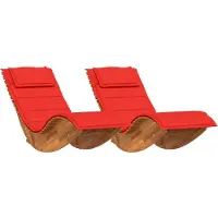 vidaXL Ligstoel met kussen 2-persoon 2 pcs Bruin Massief Acacia Hout