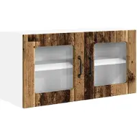 vidaXL Wandglas Kasten PORTO Oudhout 80 x 31 x 40 cm Bewerkt hout