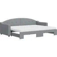 vidaXL Slaapbank onderschuifbed en matrassen 80x200 cm stof lichtgrijs