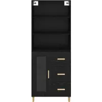 vidaXL Highboard Zwart Eiken 69,5 x 32,5 x 180 cm Bewerkt hout