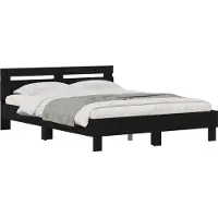 vidaXL Bedframe Zwart Eiken 140 x 200 cm Bewerkt hout
