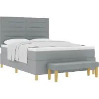 vidaXL Boxspring bed met hoofdeinde Lichtgrijs 190 x 140 cm Stof