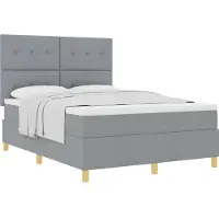 vidaXL Boxspring bed met hoofdeinde Lichtgrijs 140 x 200 cm Stof