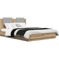 vidaXL Bedframe met Hoofdbord Artisan Eiken 160 x 200 cm Bewerkt hout